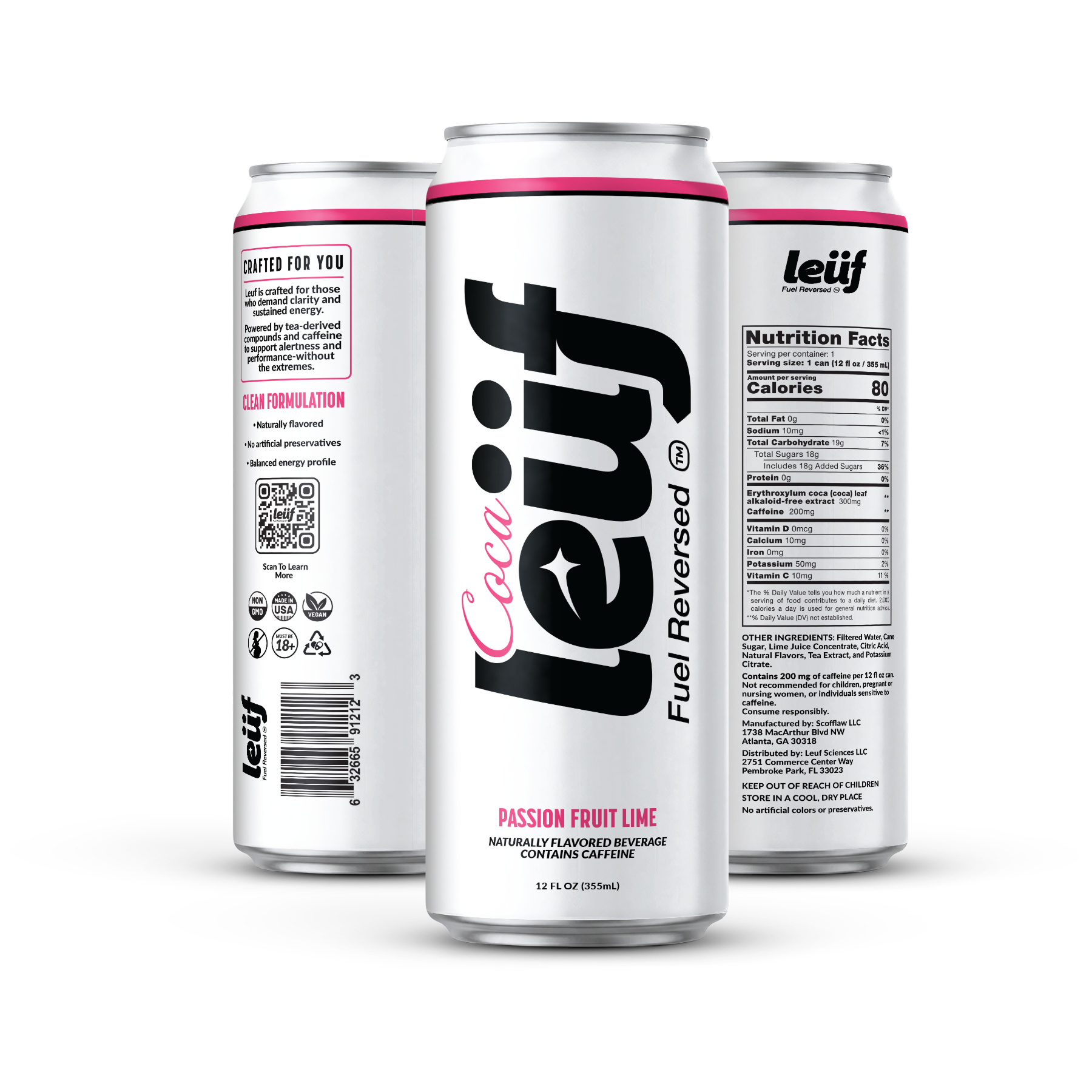 Leuf Energy Drink 12oz - Passion Fruit
