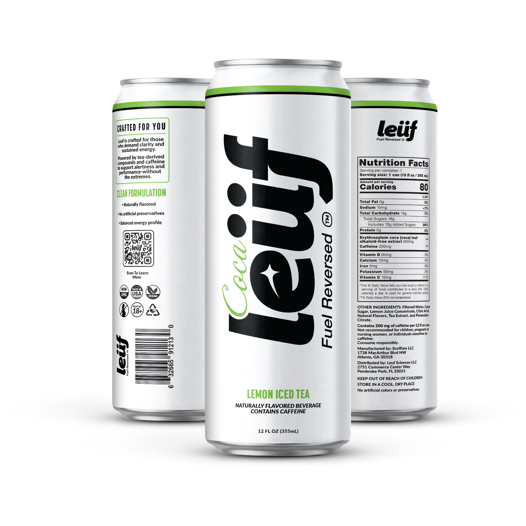 Leuf Energy Drink 12oz - Lemon Iced Tea